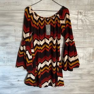 Yahada Chevron Bell Sleeve Dress